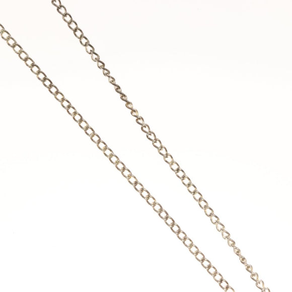 CHANEL Clover Necklace metal Silver CC Auth bs26614