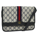 GUCCI GG Supreme Sherry Line Shoulder Bag PVC Navy Gold Auth bs26615-1