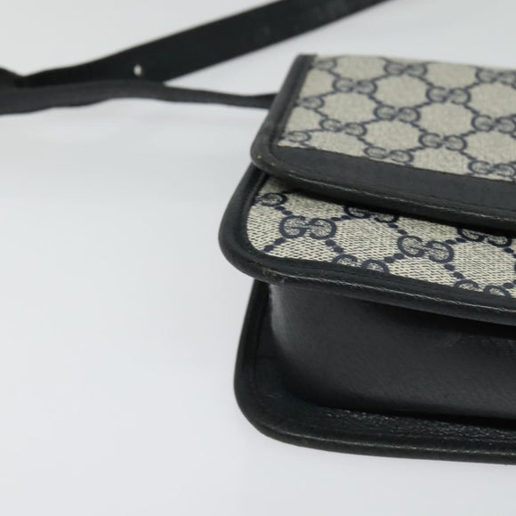 GUCCI GG Supreme Sherry Line Shoulder Bag PVC Navy Gold Auth bs26615