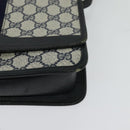 GUCCI GG Supreme Sherry Line Shoulder Bag PVC Navy Gold Auth bs26615-14