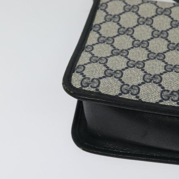 GUCCI GG Supreme Sherry Line Shoulder Bag PVC Navy Gold Auth bs26615