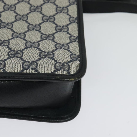 GUCCI GG Supreme Sherry Line Shoulder Bag PVC Navy Gold Auth bs26615