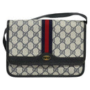 GUCCI GG Supreme Sherry Line Shoulder Bag PVC Navy Gold Auth bs26615-13
