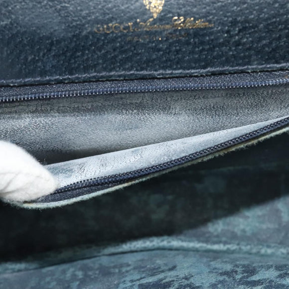 GUCCI GG Supreme Sherry Line Shoulder Bag PVC Navy Gold Auth bs26615