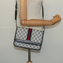 GUCCI GG Supreme Sherry Line Shoulder Bag PVC Navy Gold Auth bs26615-21