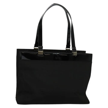 GUCCI Tote Bag Nylon Enamel Black Silver 002 1039 Auth bs26622