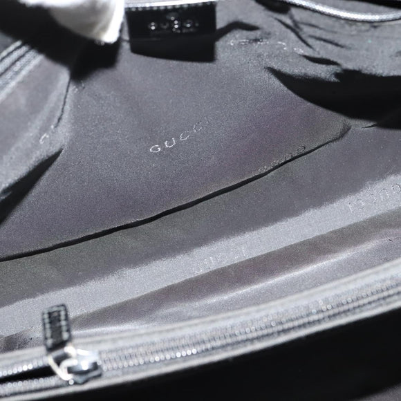 GUCCI Tote Bag Nylon Enamel Black Silver 002 1039 Auth bs26622