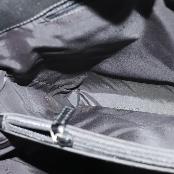 GUCCI Tote Bag Nylon Enamel Black Silver 002 1039 Auth bs26622