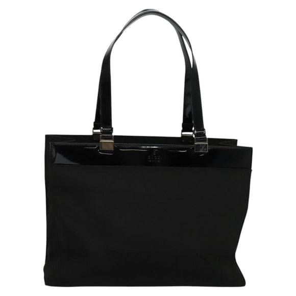 GUCCI Tote Bag Nylon Enamel Black Silver 002 1039 Auth bs26622