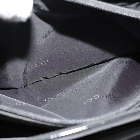 GUCCI Tote Bag Nylon Enamel Black Silver 002 1039 Auth bs26622