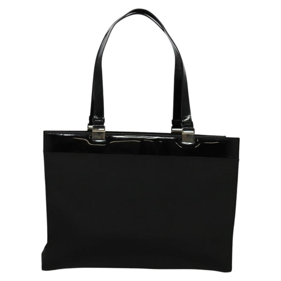 GUCCI Tote Bag Nylon Enamel Black Silver 002 1039 Auth bs26622