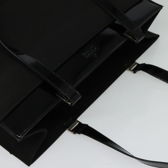 GUCCI Tote Bag Nylon Enamel Black Silver 002 1039 Auth bs26622