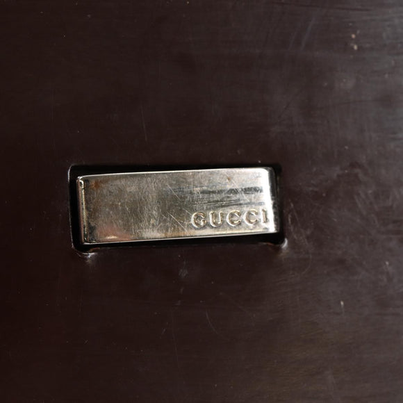 GUCCI Shoulder Bag Patent leather Brown Silver 002 2046 0433 Auth bs26623