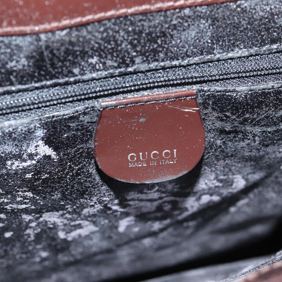 GUCCI Shoulder Bag Patent leather Brown Silver 002 2046 0433 Auth bs26623