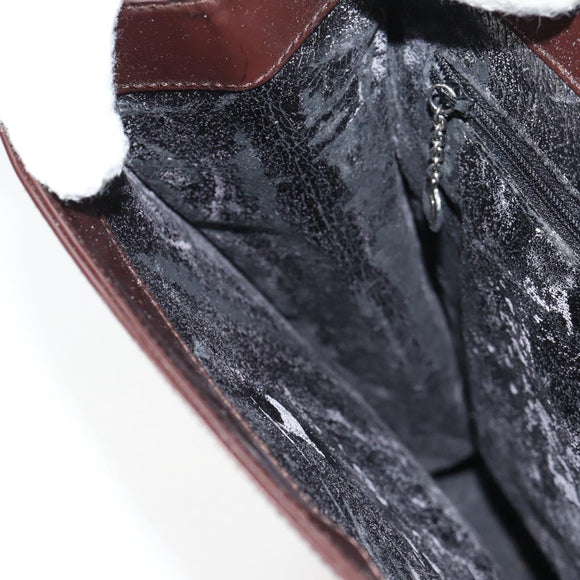 GUCCI Shoulder Bag Patent leather Brown Silver 002 2046 0433 Auth bs26623