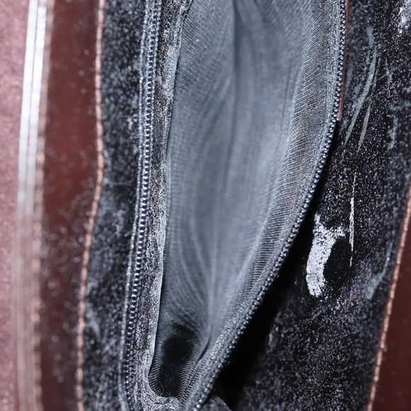 GUCCI Shoulder Bag Patent leather Brown Silver 002 2046 0433 Auth bs26623