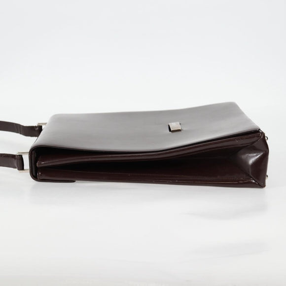 GUCCI Shoulder Bag Patent leather Brown Silver 002 2046 0433 Auth bs26623