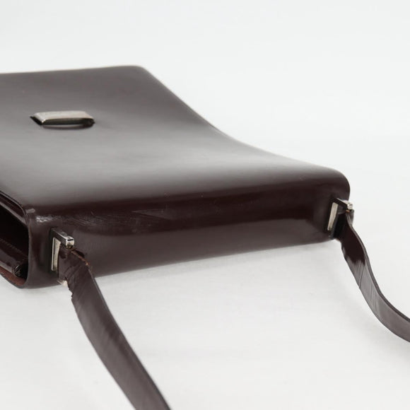 GUCCI Shoulder Bag Patent leather Brown Silver 002 2046 0433 Auth bs26623