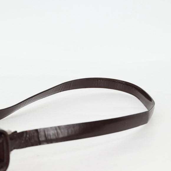 GUCCI Shoulder Bag Patent leather Brown Silver 002 2046 0433 Auth bs26623