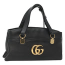 GUCCI GG Marmont Ally Hand Bag Leather Black Gold 550130 Auth bs26625-1