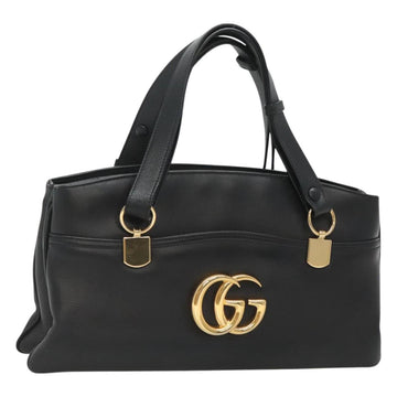 GUCCI GG Marmont Ally Hand Bag Leather Black Gold 550130 Auth bs26625