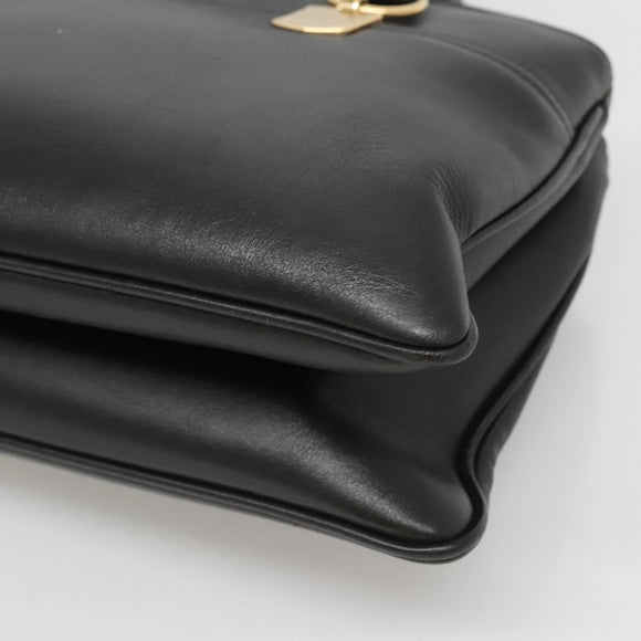 GUCCI GG Marmont Ally Hand Bag Leather Black Gold 550130 Auth bs26625