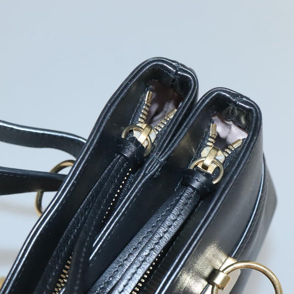 GUCCI GG Marmont Ally Hand Bag Leather Black Gold 550130 Auth bs26625