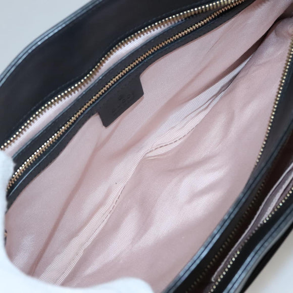 GUCCI GG Marmont Ally Hand Bag Leather Black Gold 550130 Auth bs26625