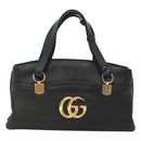 GUCCI GG Marmont Ally Hand Bag Leather Black Gold 550130 Auth bs26625-13