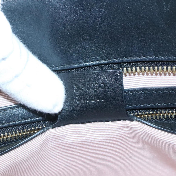 GUCCI GG Marmont Ally Hand Bag Leather Black Gold 550130 Auth bs26625