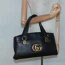 GUCCI GG Marmont Ally Hand Bag Leather Black Gold 550130 Auth bs26625-23