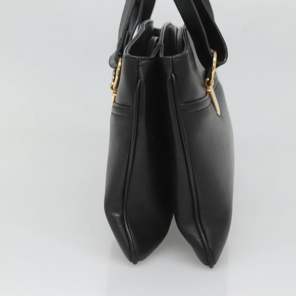 GUCCI GG Marmont Ally Hand Bag Leather Black Gold 550130 Auth bs26625