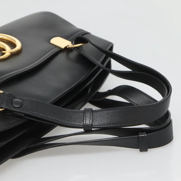 GUCCI GG Marmont Ally Hand Bag Leather Black Gold 550130 Auth bs26625