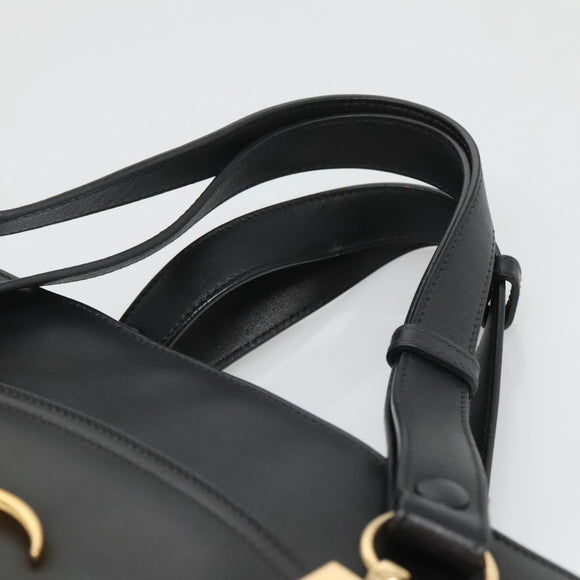 GUCCI GG Marmont Ally Hand Bag Leather Black Gold 550130 Auth bs26625