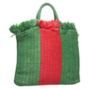 GUCCI Hand Bag Straw Green Red 524810 Auth bs26626-1