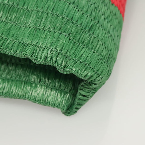 GUCCI Hand Bag Straw Green Red 524810 Auth bs26626
