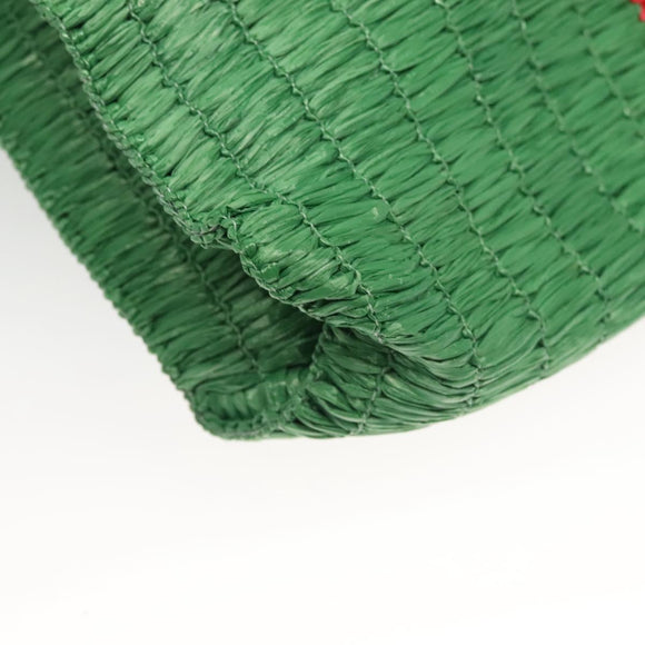 GUCCI Hand Bag Straw Green Red 524810 Auth bs26626