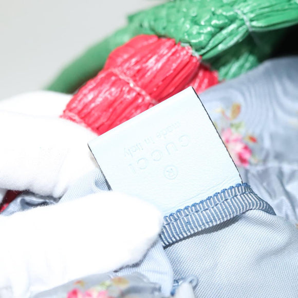 GUCCI Hand Bag Straw Green Red 524810 Auth bs26626