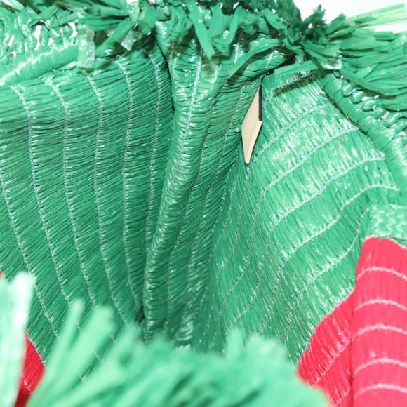 GUCCI Hand Bag Straw Green Red 524810 Auth bs26626