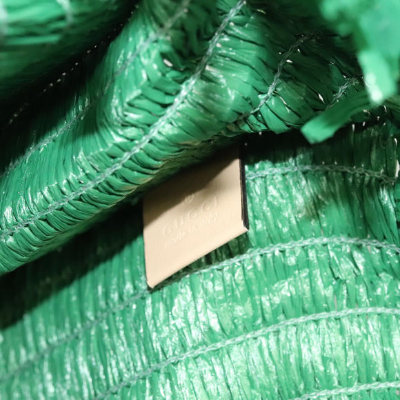 GUCCI Hand Bag Straw Green Red 524810 Auth bs26626