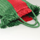 GUCCI Hand Bag Straw Green Red 524810 Auth bs26626-6