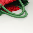 GUCCI Hand Bag Straw Green Red 524810 Auth bs26626-7