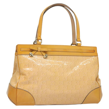 GUCCI GG Canvas Hand Bag Enamel Yellow Gold 257612 Auth bs26632