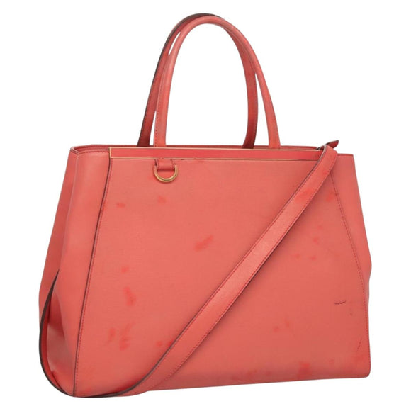 FENDI To joule Hand Bag Leather Pink Gold Auth bs26640