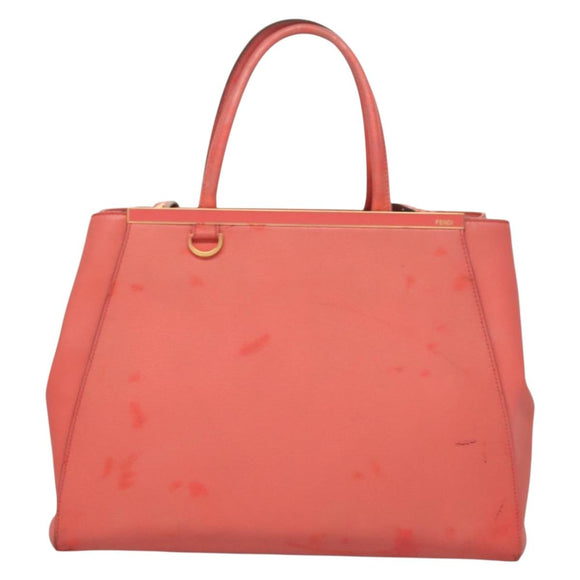 FENDI To joule Hand Bag Leather Pink Gold Auth bs26640