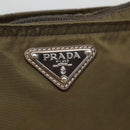 PRADA Shoulder Bag Nylon Khaki Silver Auth bs26652-18