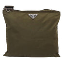 PRADA Shoulder Bag Nylon Khaki Silver Auth bs26652-13