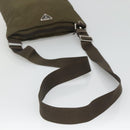PRADA Shoulder Bag Nylon Khaki Silver Auth bs26652-7