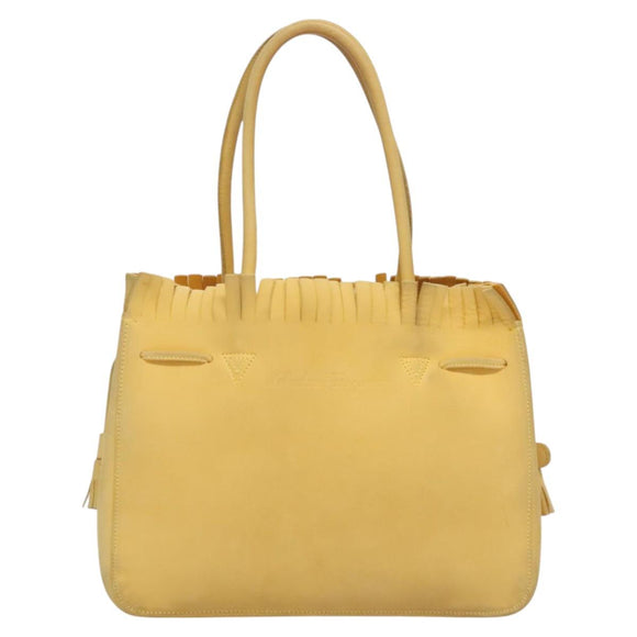 Salvatore Ferragamo Tote Bag Suede Yellow Auth bs26661