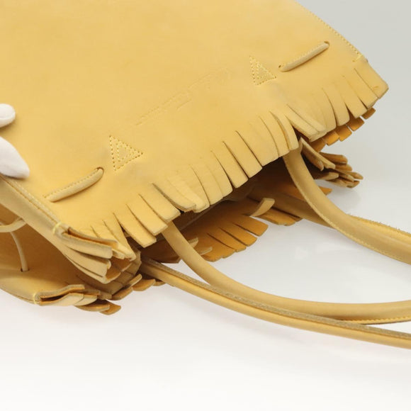 Salvatore Ferragamo Tote Bag Suede Yellow Auth bs26661